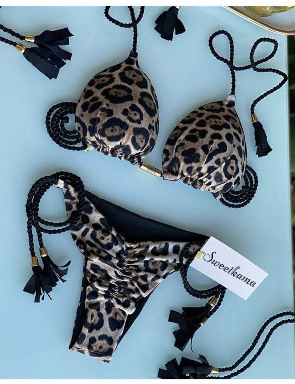 Ladies String Tie Halter Strap Sexy Bikini Set GY02