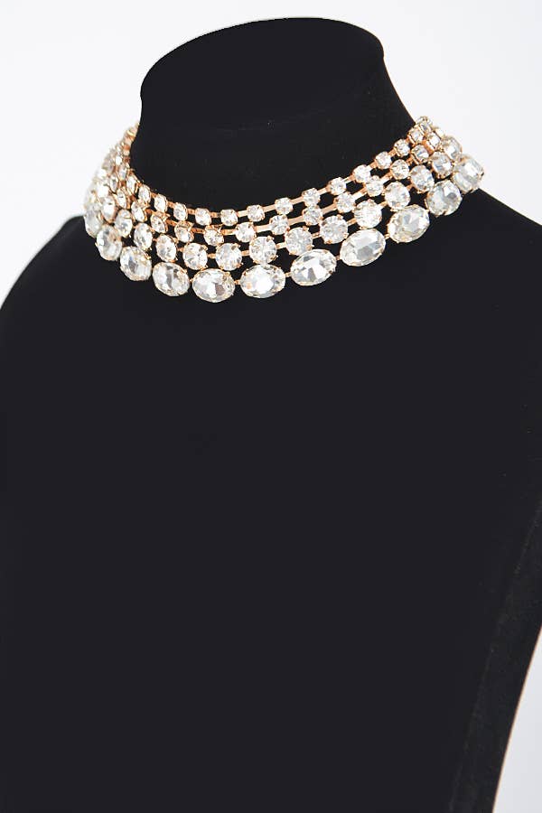 3AM BY H&D ACCESSORIES - Multi Rhinestone Layered Necklace