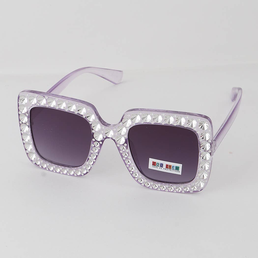 3AM BY H&D ACCESSORIES - KIDS Blinged Out Thick Framed Square Sunglasses