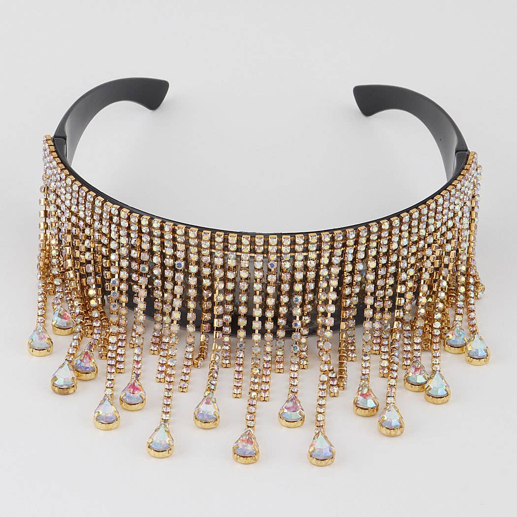 3AM BY H&D ACCESSORIES - Rhinestone Tear Drop Shield Sunglasses