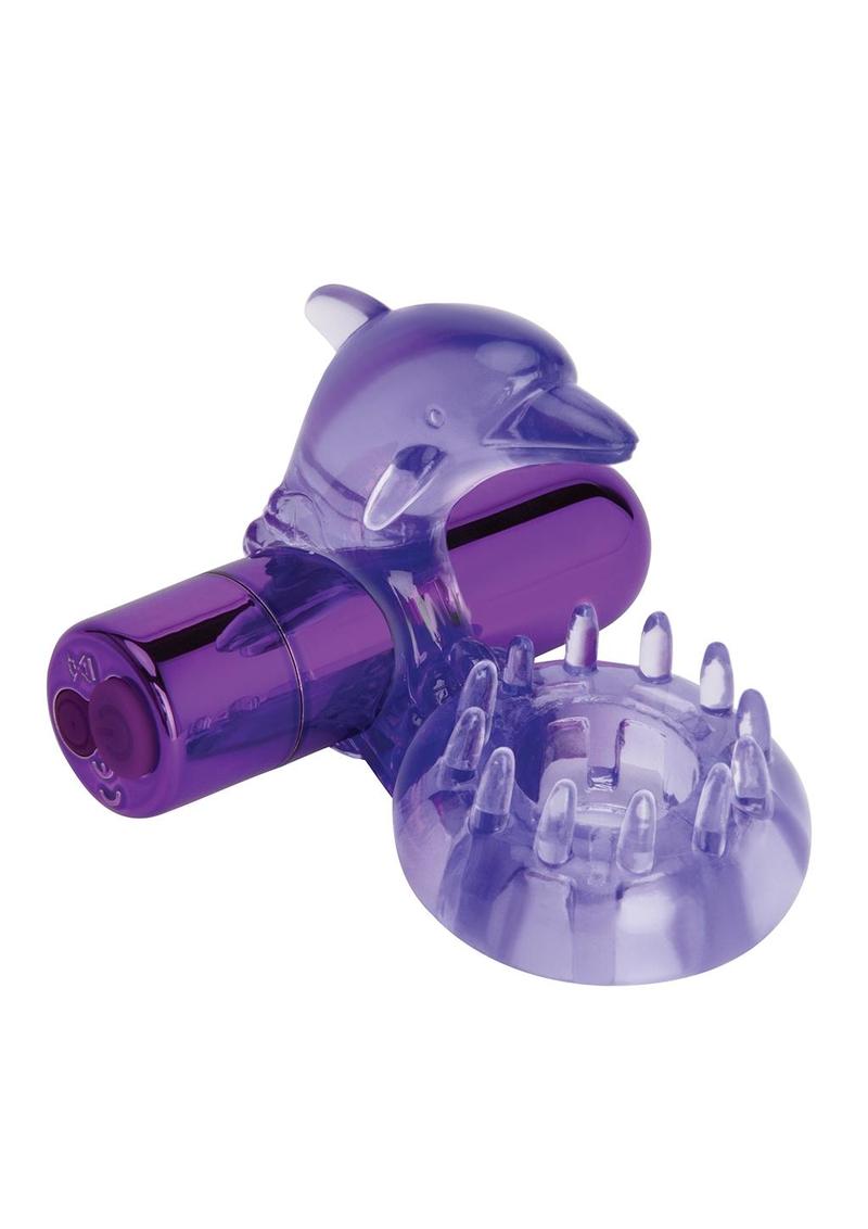 Bodywand Rechargeable Dolphin Ring W/ Ticklers - Purple