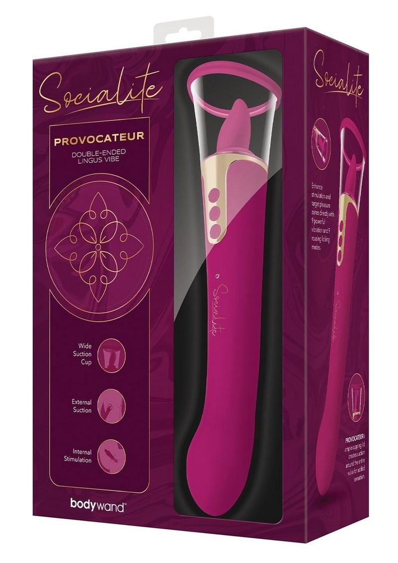 Bodywand Socialite Provacateur Rechargeable Silicone Double End Lingus Vibrator - Pink