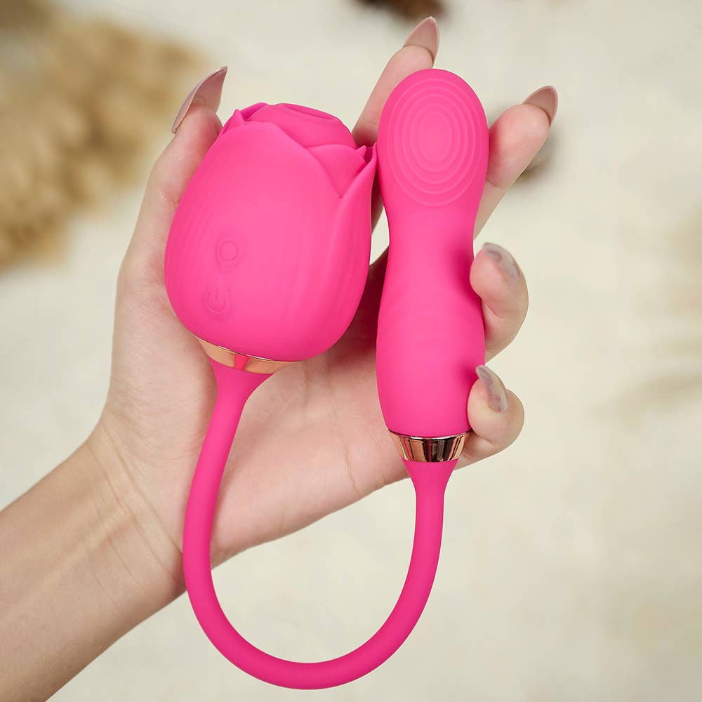 Rose Sucking Stimulator with egg Vibrator-Rose red