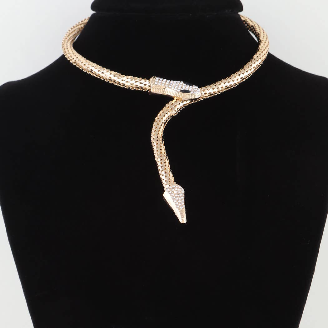 3AM BY H&D ACCESSORIES -  Jeweled Snake Wrap Choker Necklace