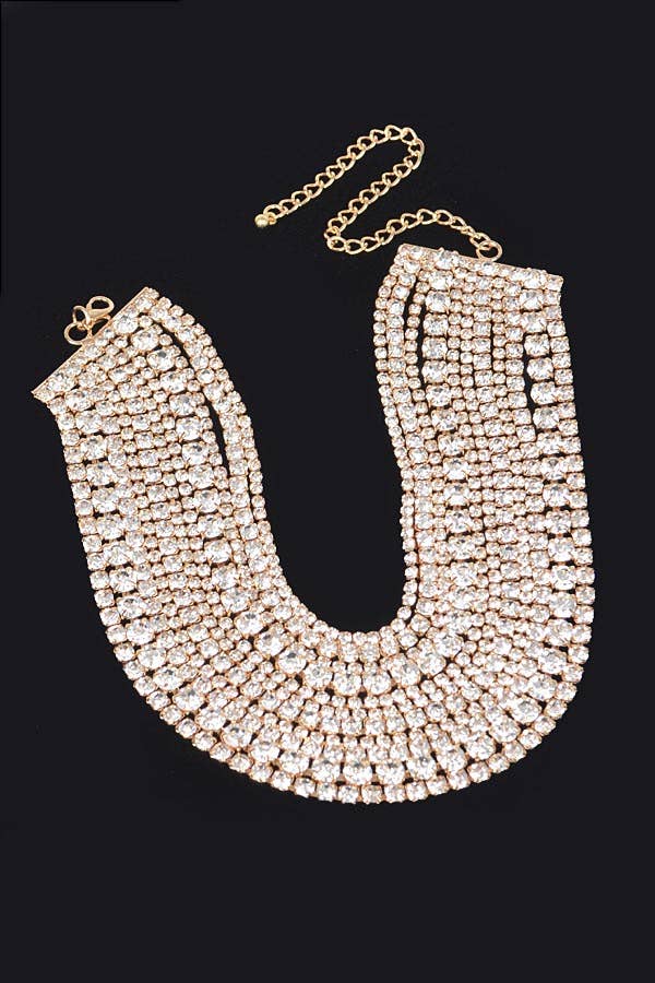 3AM BY H&D ACCESSORIES - Multi Rhinestone Layered Choker