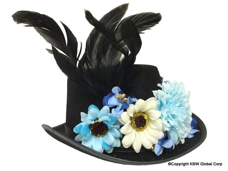 KBW Global Corp. - Blue Floral Victorian Top Hat
