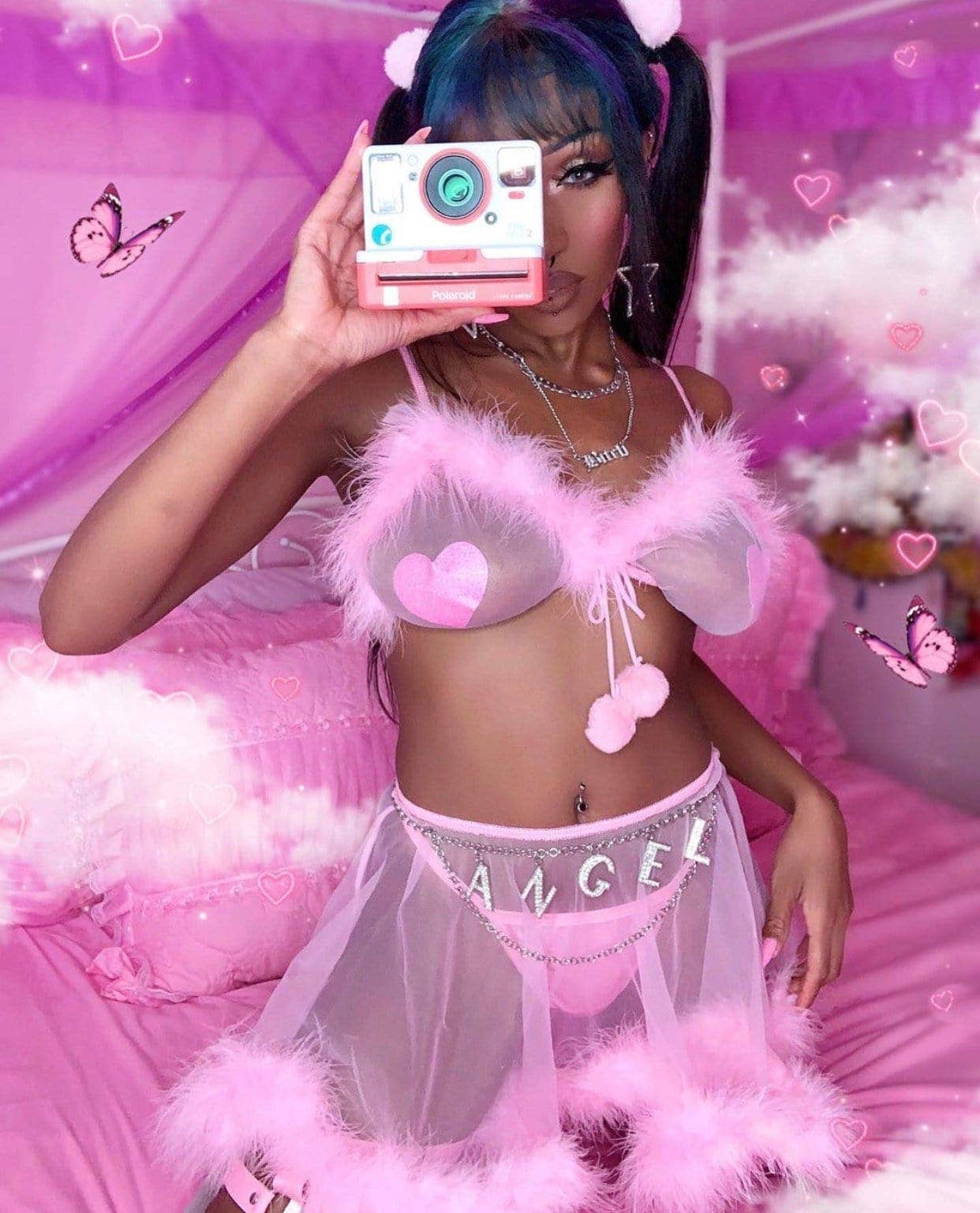 Neva Nude - Sparkle Pony Pink Glitter I Heart U Nipple Cover Pasties