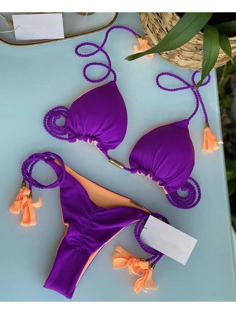 2-Piece Color Block Bikini Set Swimsuit 8242