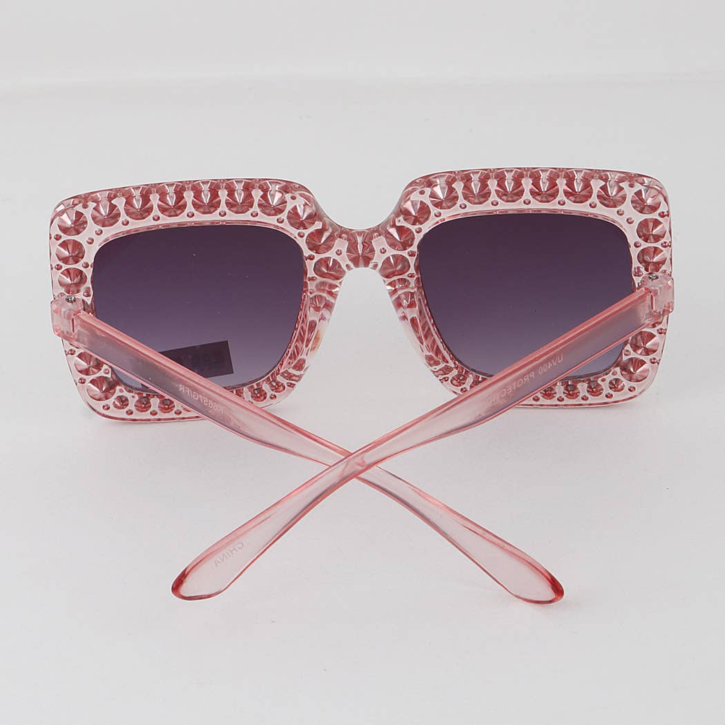 3AM BY H&D ACCESSORIES - KIDS Blinged Out Thick Framed Square Sunglasses