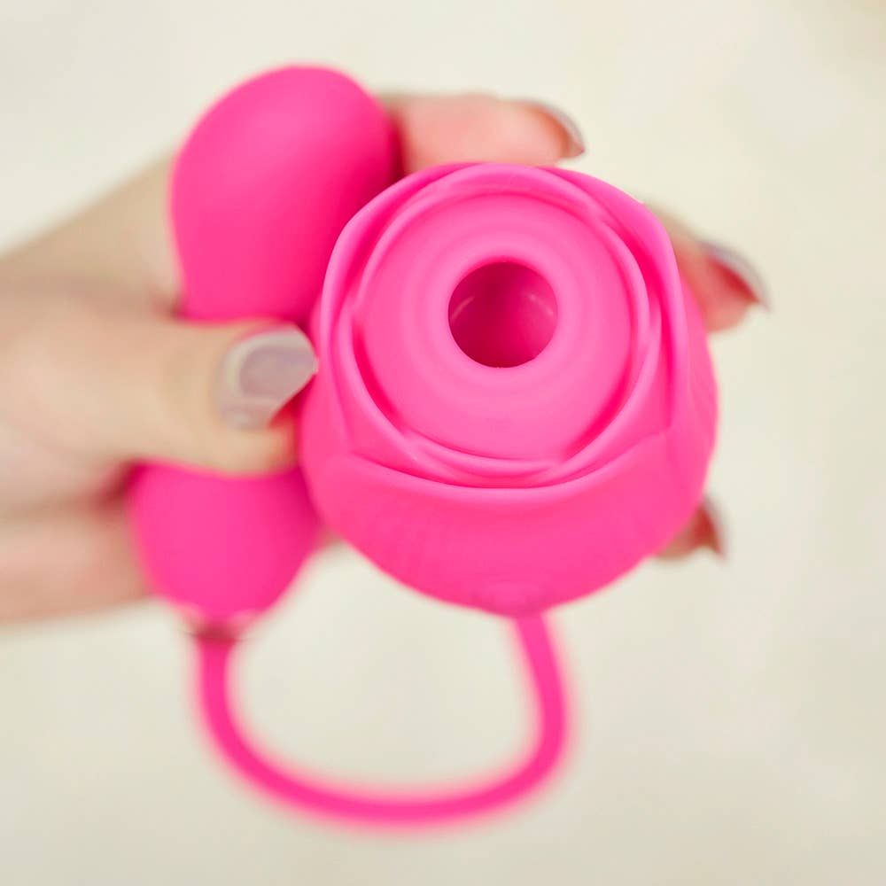 Rose Sucking Stimulator with egg Vibrator-Rose red