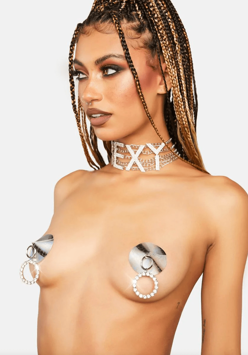 Neva Nude - Pull Me Closer Holographic Ring Reusable Silicone Nipple Cover Pasties