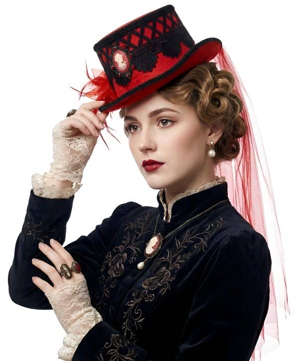 KBW Global Corp. - Red And Black Victorian Top Hat