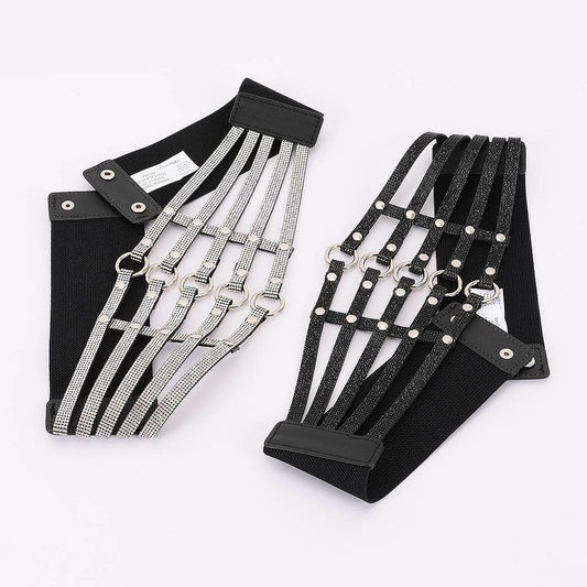 3AM BY H&D ACCESSORIES - Wide Rhinestone Waist Belt