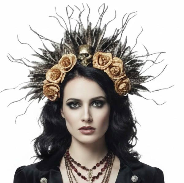 KBW Global Corp. - Gothic Floral Skull Headband