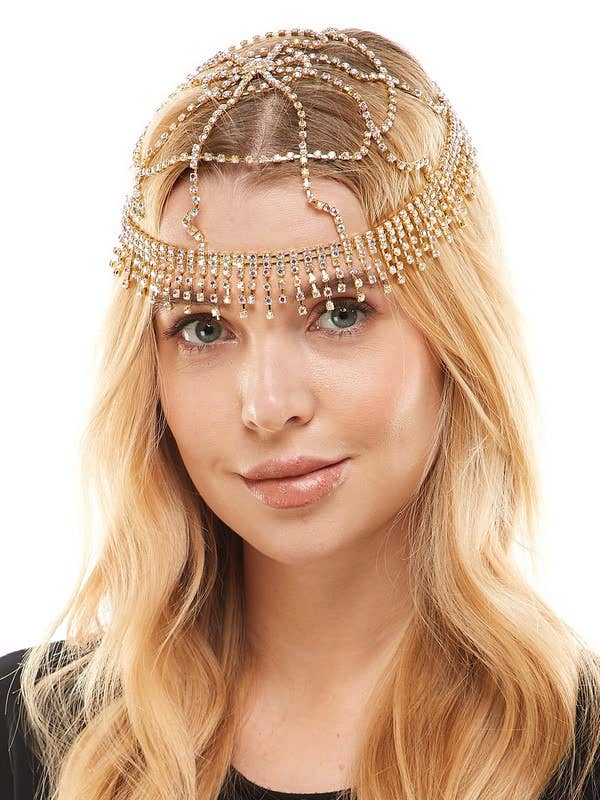 KBW Global Corp. - Deluxe Gold Rhinestone Headpiece