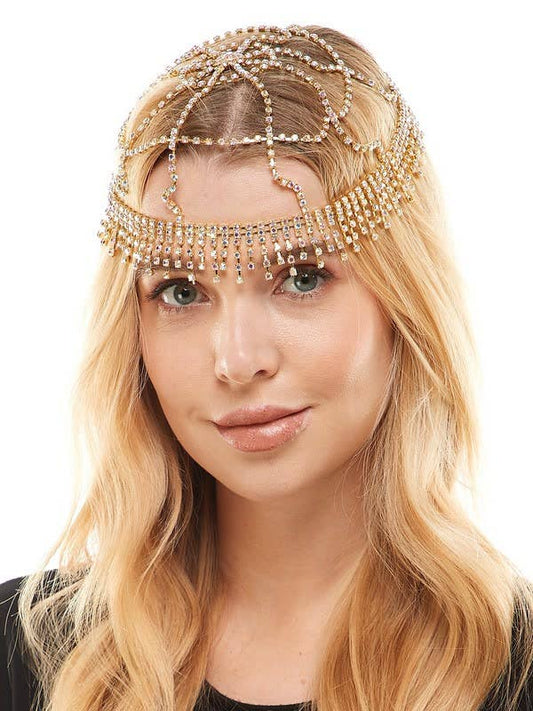 KBW Global Corp. - Deluxe Gold Rhinestone Headpiece