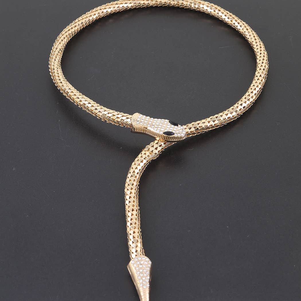 3AM BY H&D ACCESSORIES -  Jeweled Snake Wrap Choker Necklace