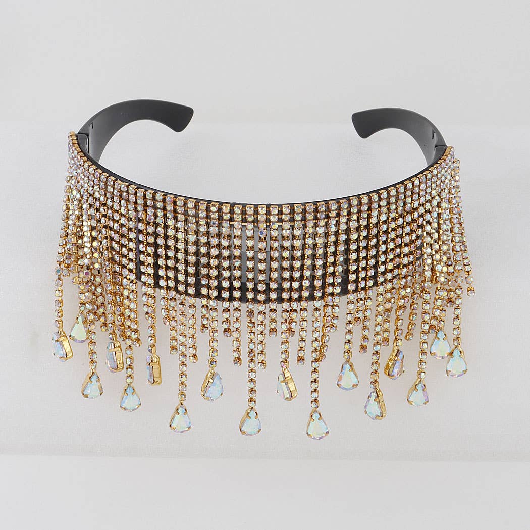 3AM BY H&D ACCESSORIES - Rhinestone Tear Drop Shield Sunglasses