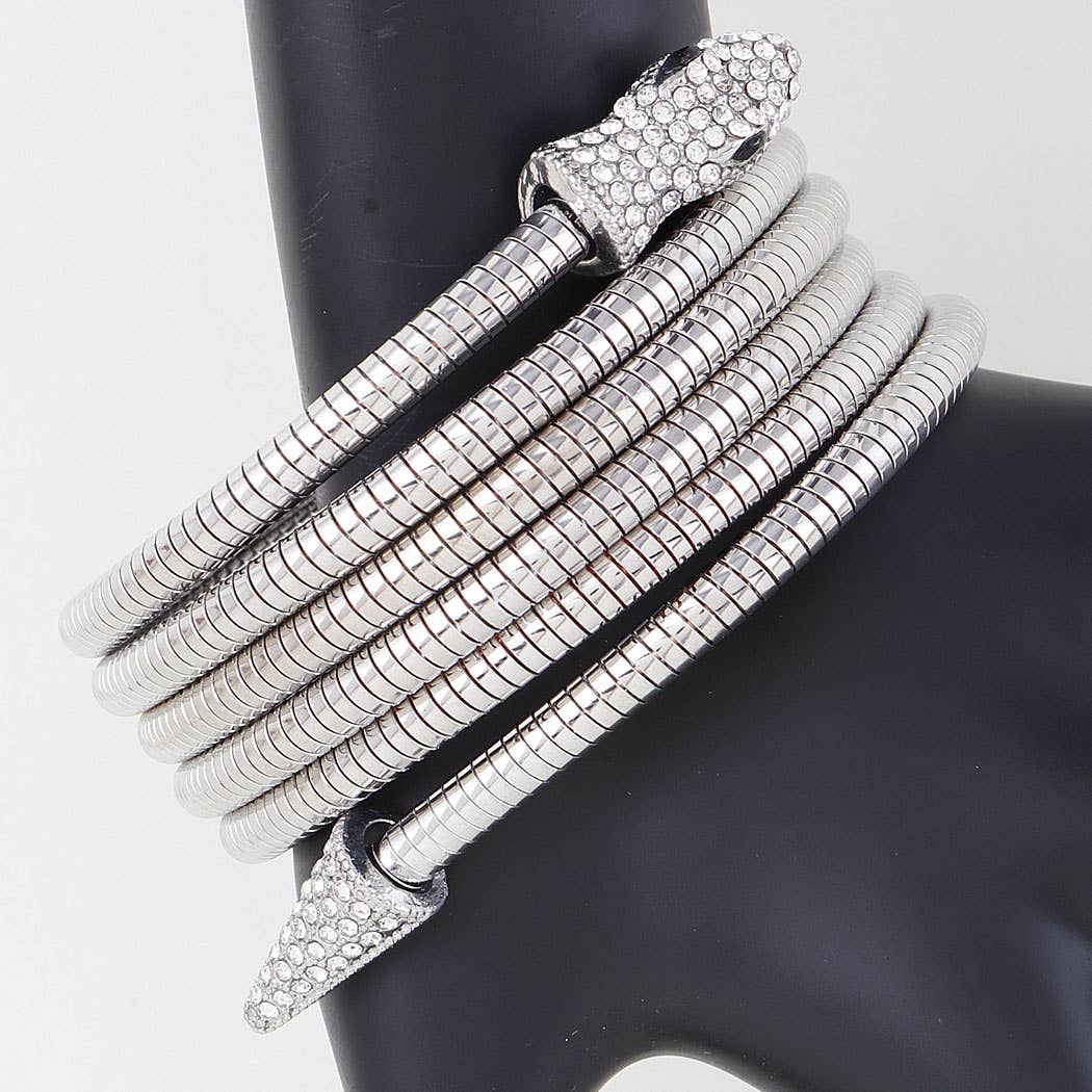 3AM BY H&D ACCESSORIES - Coiled Bejeweled Snake Bracelet