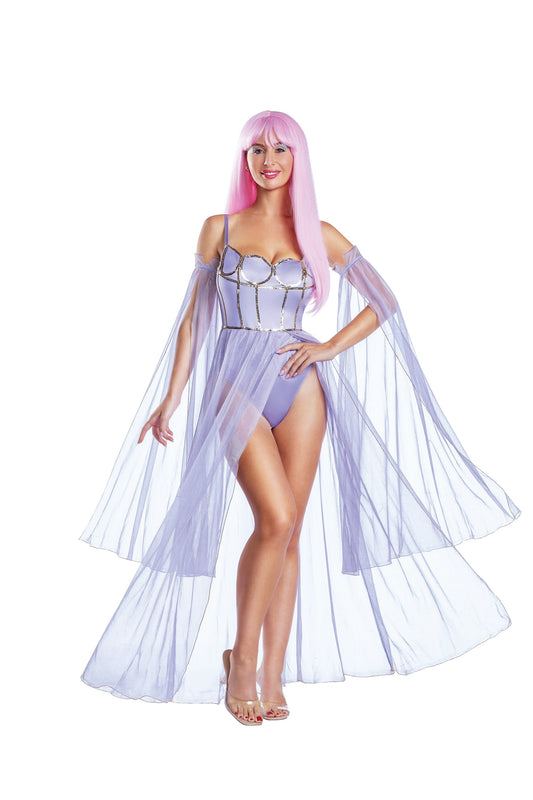 Dreamgirl Moonlit Goddess Bodysuit with Sequin and Sheer Skirt Womenâ€™s Costume â€“ Fantasy Outfit Costume Dreamgirl