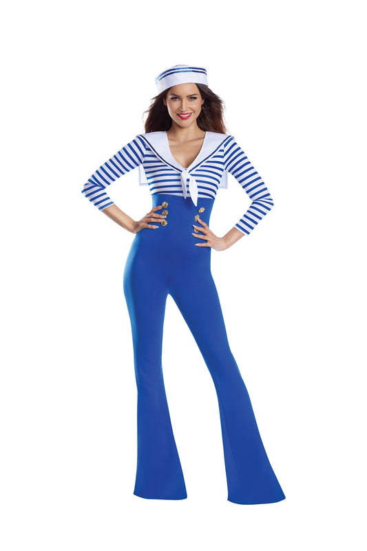 Dreamgirl Sailorette Bellbottom Jumpsuit Womenâ€™s Costume â€“ Nautical-Inspired Outfit Costume Dreamgirl