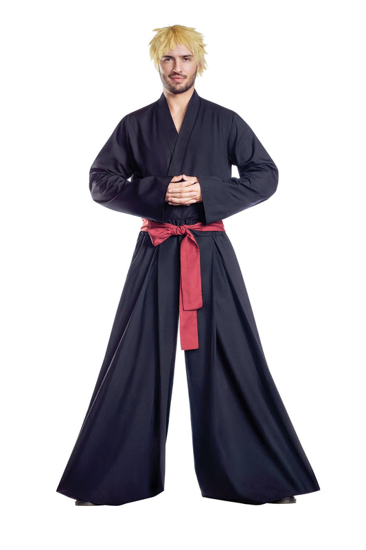 Dreamguy Samurai Kimono-Inspired Woven Wrap Shirt Menâ€™s Costume â€“ Japanese Warrior Outfit Costume Dreamgirl