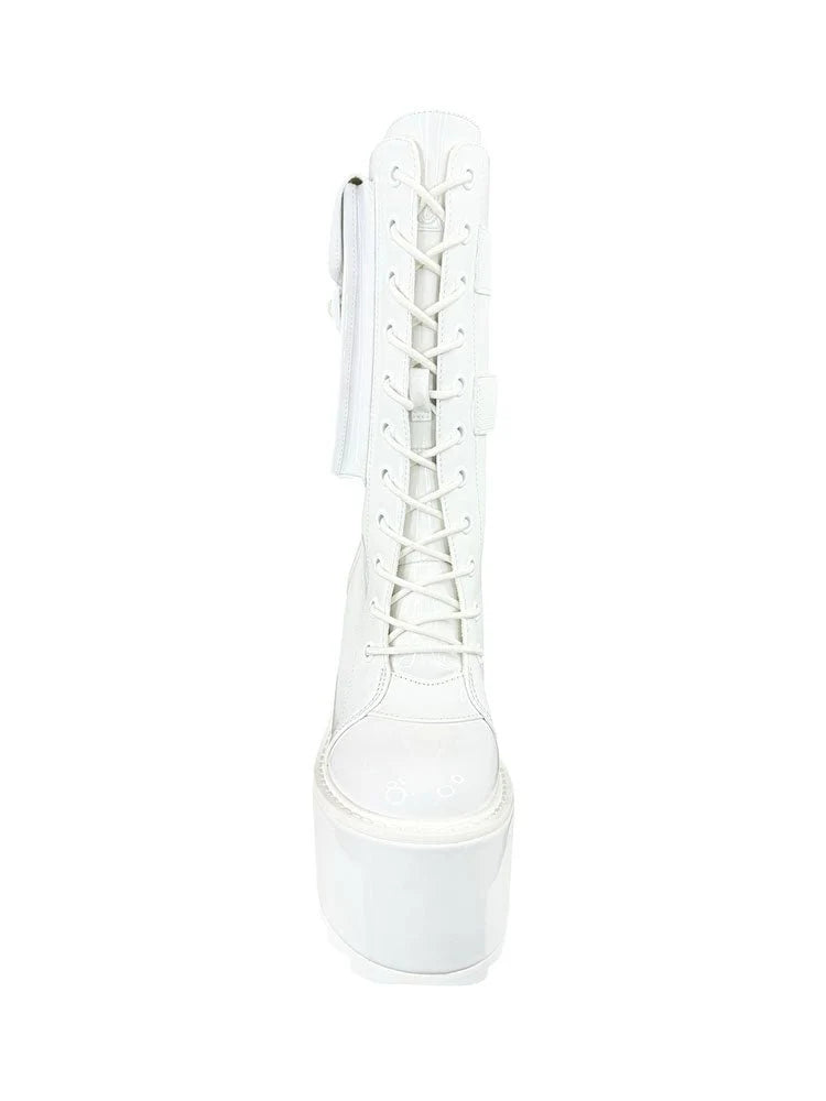 DUNE DESERT - WHITE PATENT BOOTS