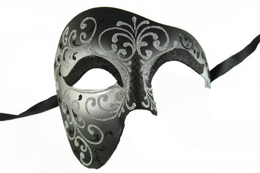 Silver Venetian Half Face Mask