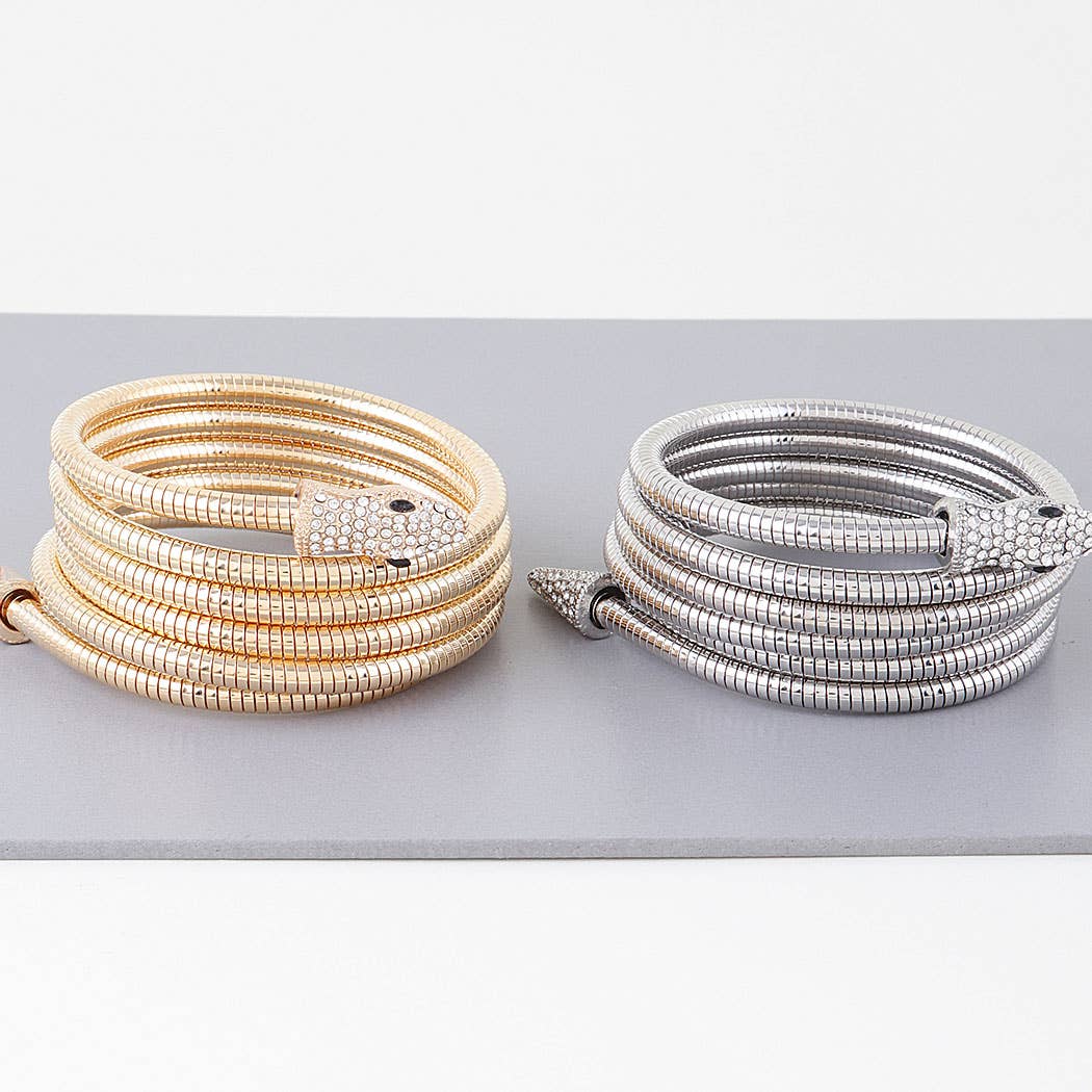 3AM BY H&D ACCESSORIES - Coiled Bejeweled Snake Bracelet