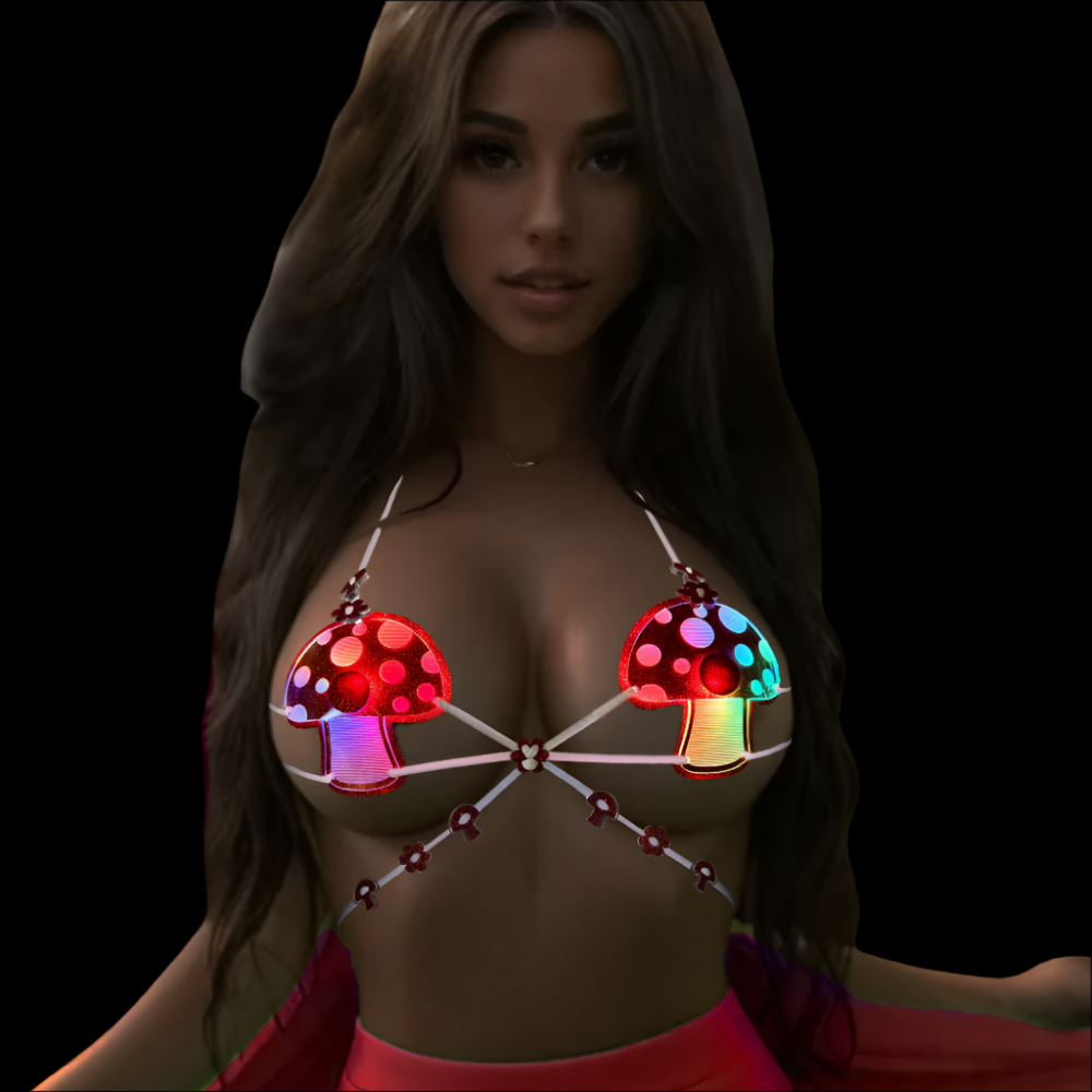 Light Up Red Mushroom Festival Bra