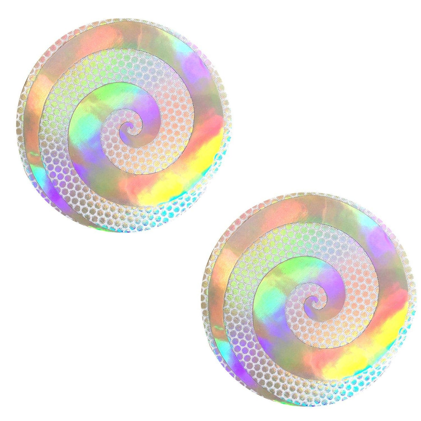 Neva Nude - Care Bare Stare Holographic Spiral White Nipple Cover Pasties