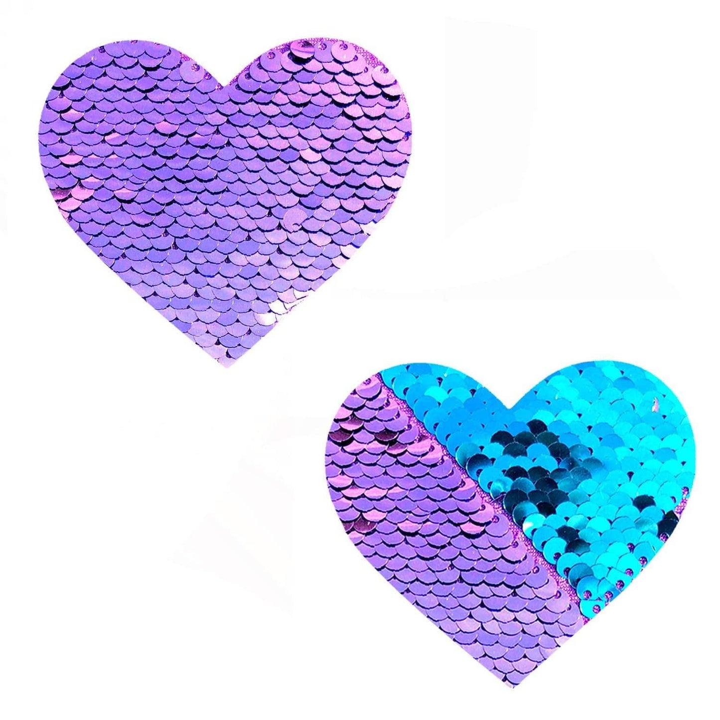 Neva Nude - Jasmine Lilac & Turquoise Sequin I Heart U Nipple Cover Pasties
