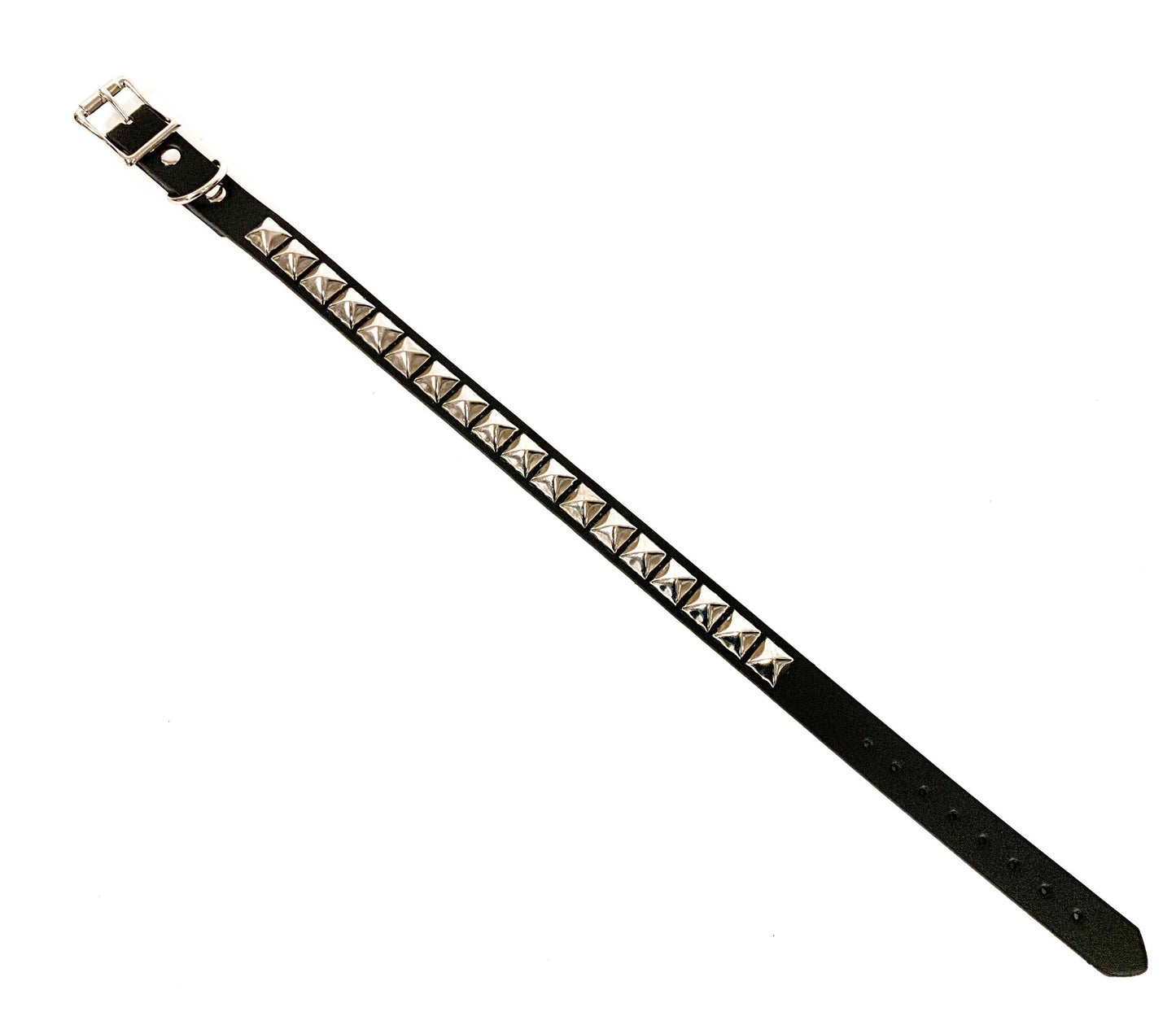 Funk Plus - CK140 BLACK LEATHER CHOKER WITH 1 ROW 1/2" PYRAMID STUDS