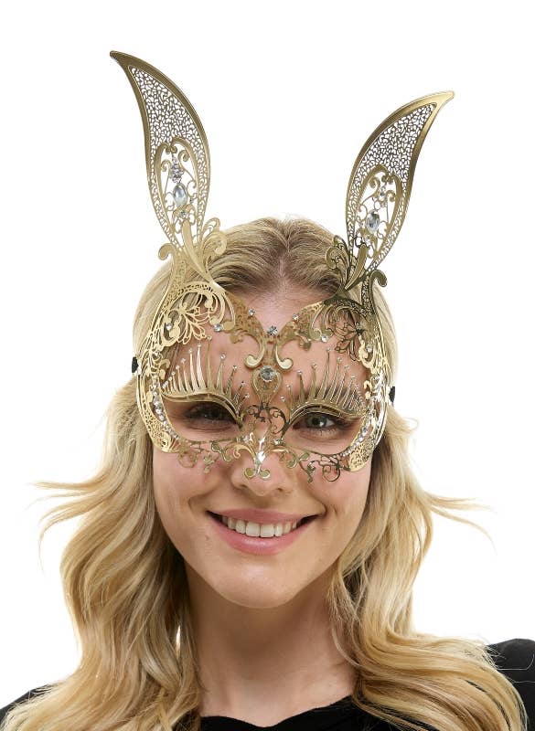 Gold Filigree Bunny Mask