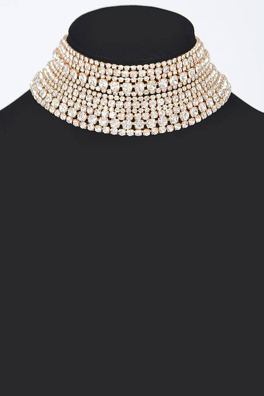 3AM BY H&D ACCESSORIES - Multi Rhinestone Layered Choker