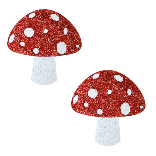 Almost Emoji Sparkly Red Shroom Nipple Cover Pasties