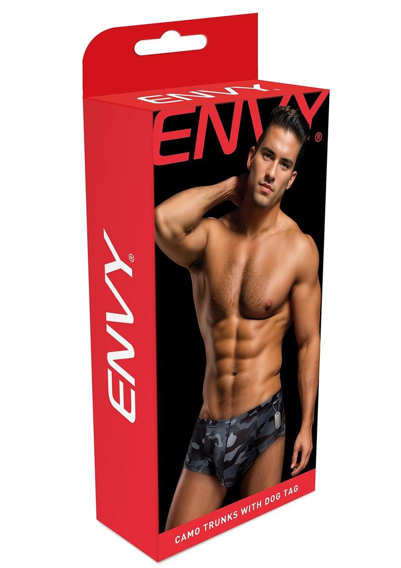 Envy Camo Trunks W/Dog Tag-Camo/Blk-Sm