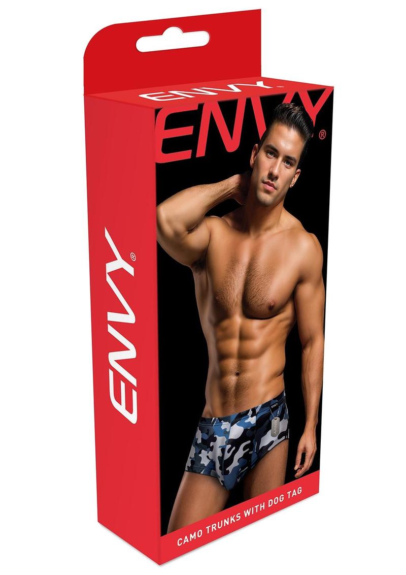 Envy Camo Trunks W/Dog Tag-Camo/Nav-Ml