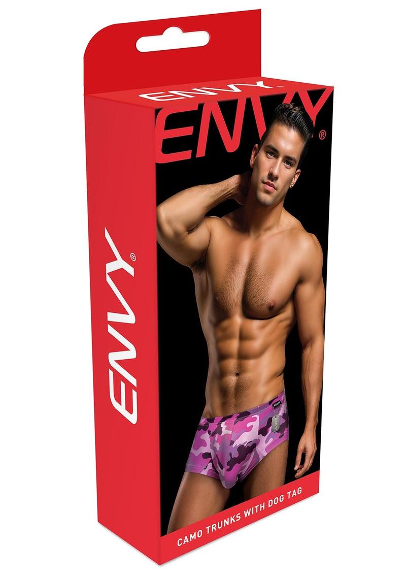Envy Camo Trunks W/Dog Tag-Camo/Pnk-Sm