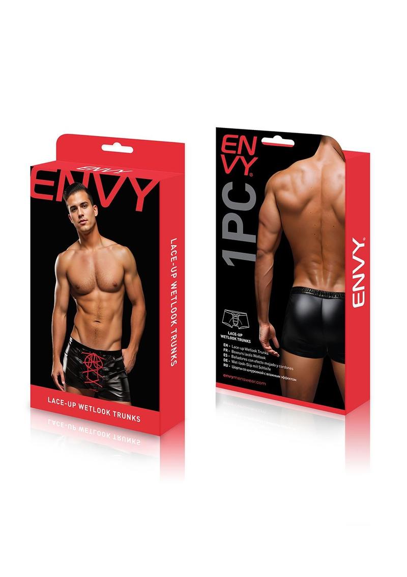 Envy Lace-Up Wetlook Trunks Black-M/L