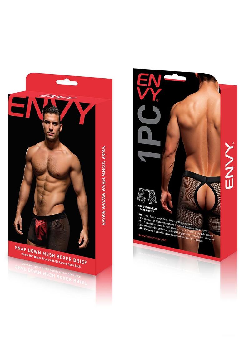 Envy Snap Down Mesh Boxer Brief Red-L/XL