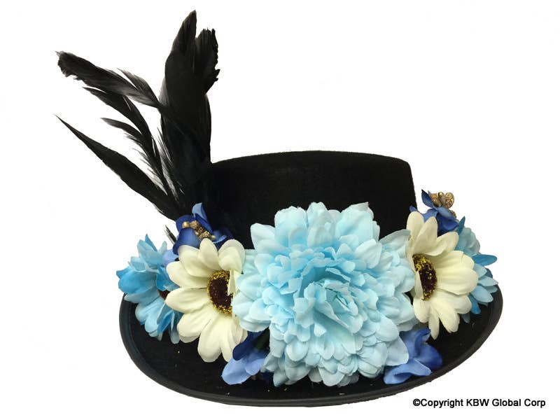 KBW Global Corp. - Blue Floral Victorian Top Hat