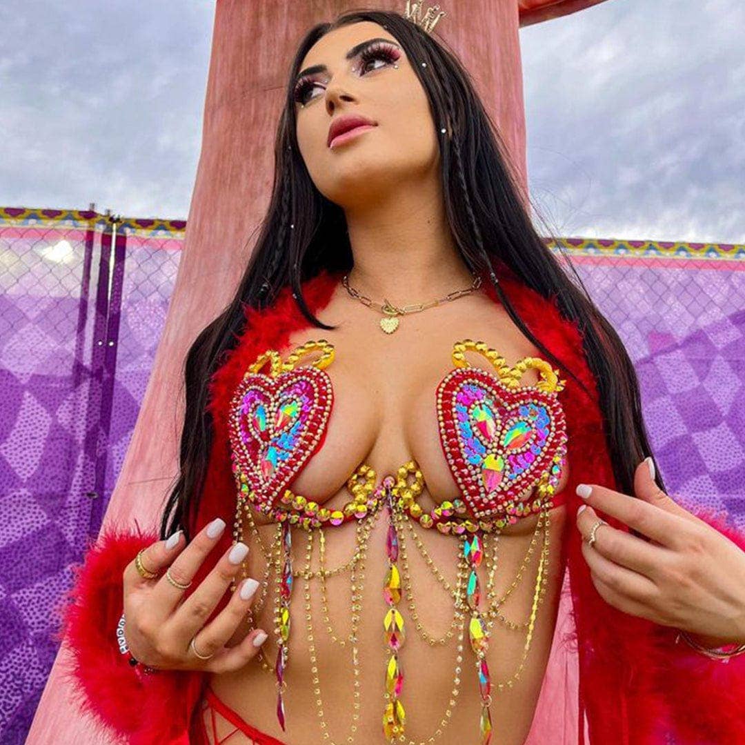 Neva Nude - Red Heart Crystal Carnival Bra