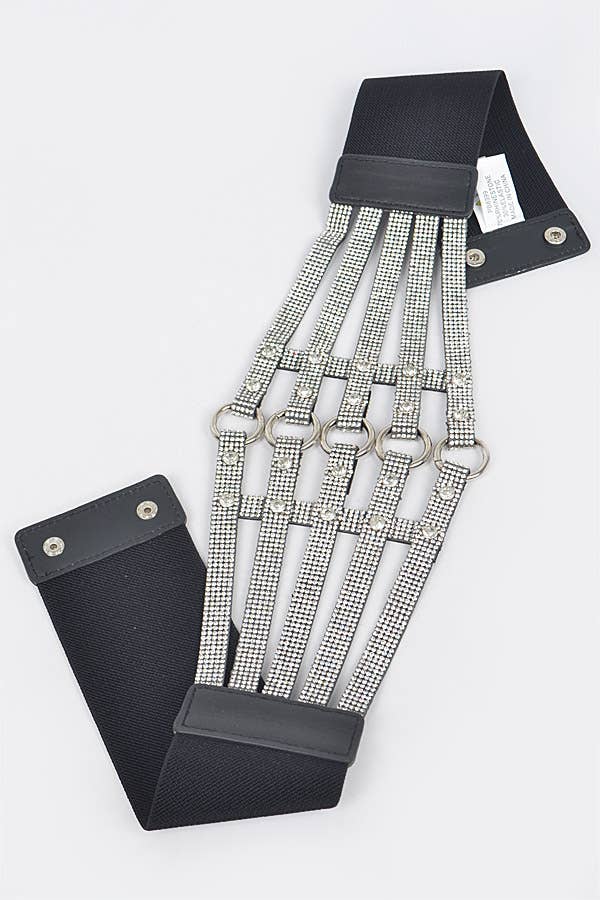 3AM BY H&D ACCESSORIES - Wide Rhinestone Waist Belt