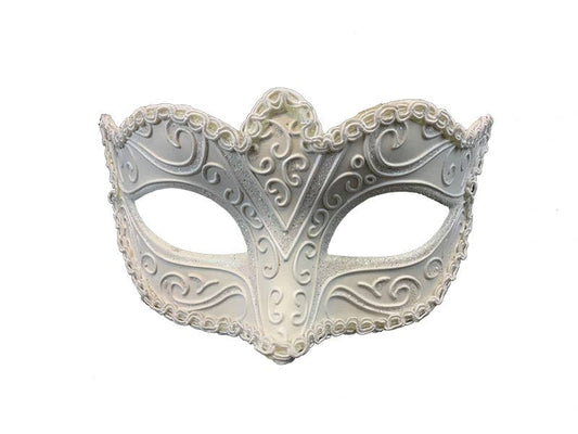 White Classic Venetian Half Face Mask