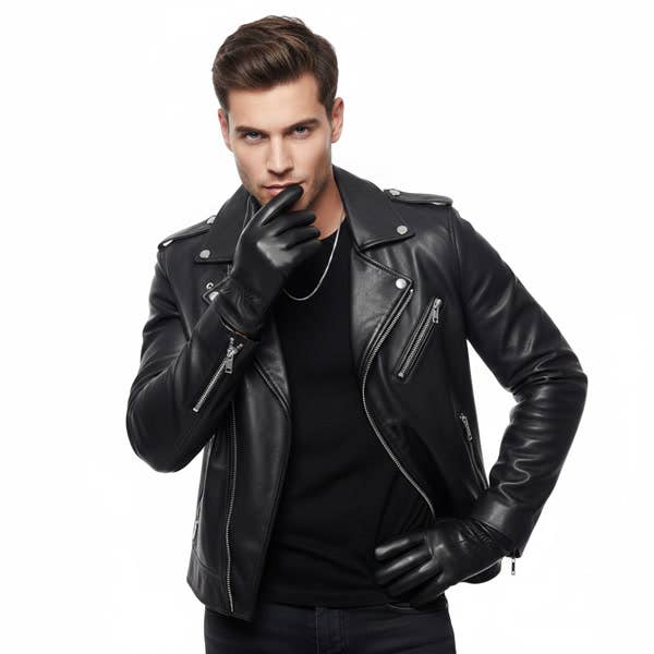 KBW Global Corp. - Black Faux Leather Gloves