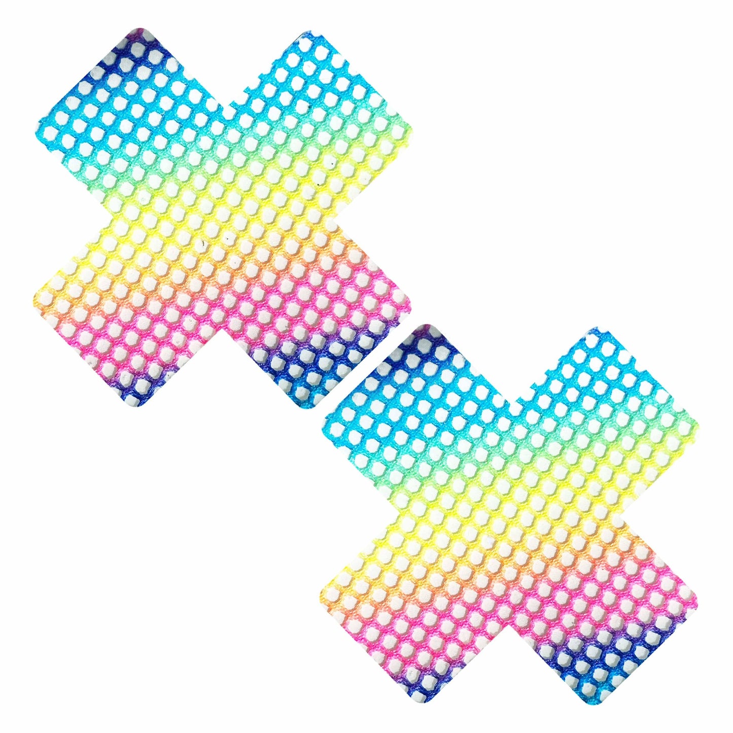 Neva Nude - Rainbow Prism Pop Neon Mesh Blacklight X Nipple Cover Pasties