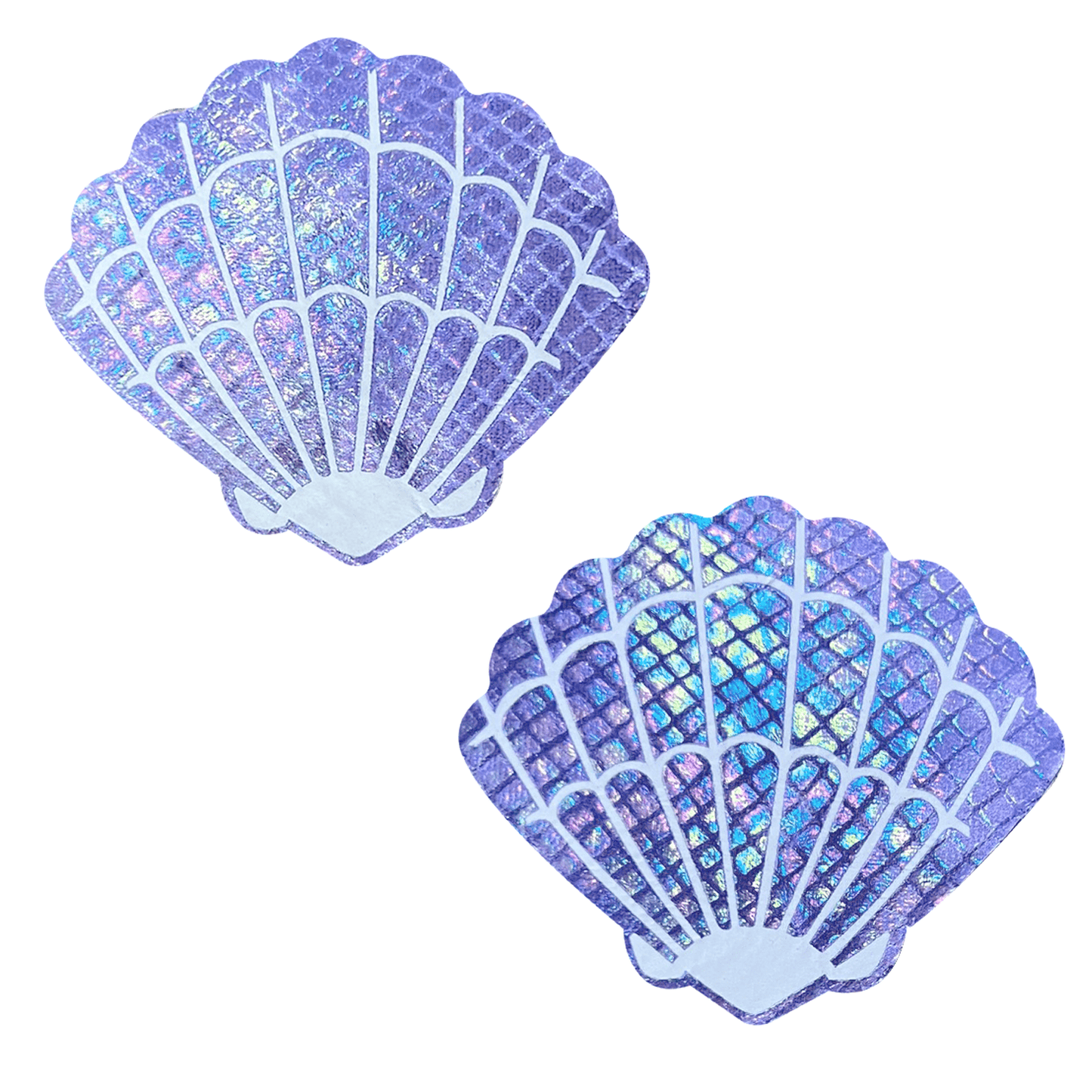 Neva Nude - Purple Mother Of Pearl Holographic Mermaid Shell Nipple Cover Pasties