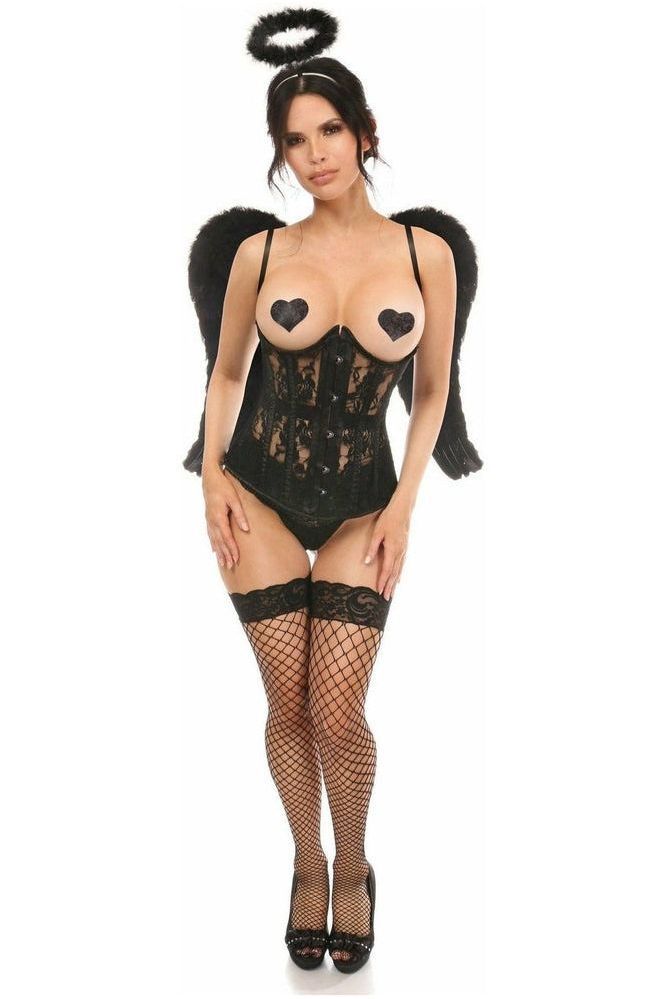 Lavish 3-Piece Dark Angel Corset Costume with Wings & Halo alluringly Daring