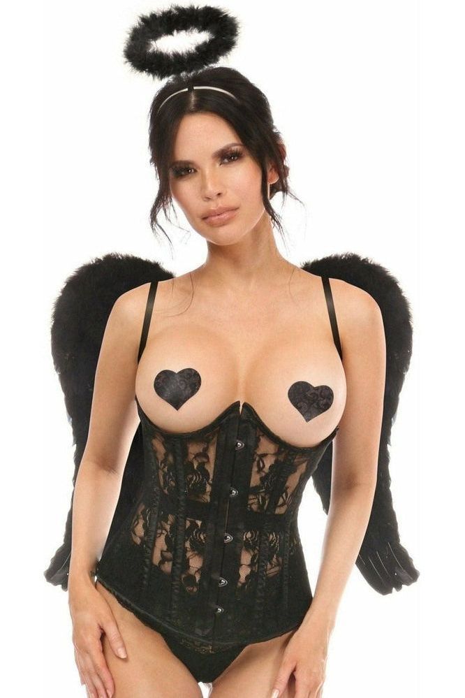 Lavish 3-Piece Dark Angel Corset Costume with Wings & Halo alluringly Daring